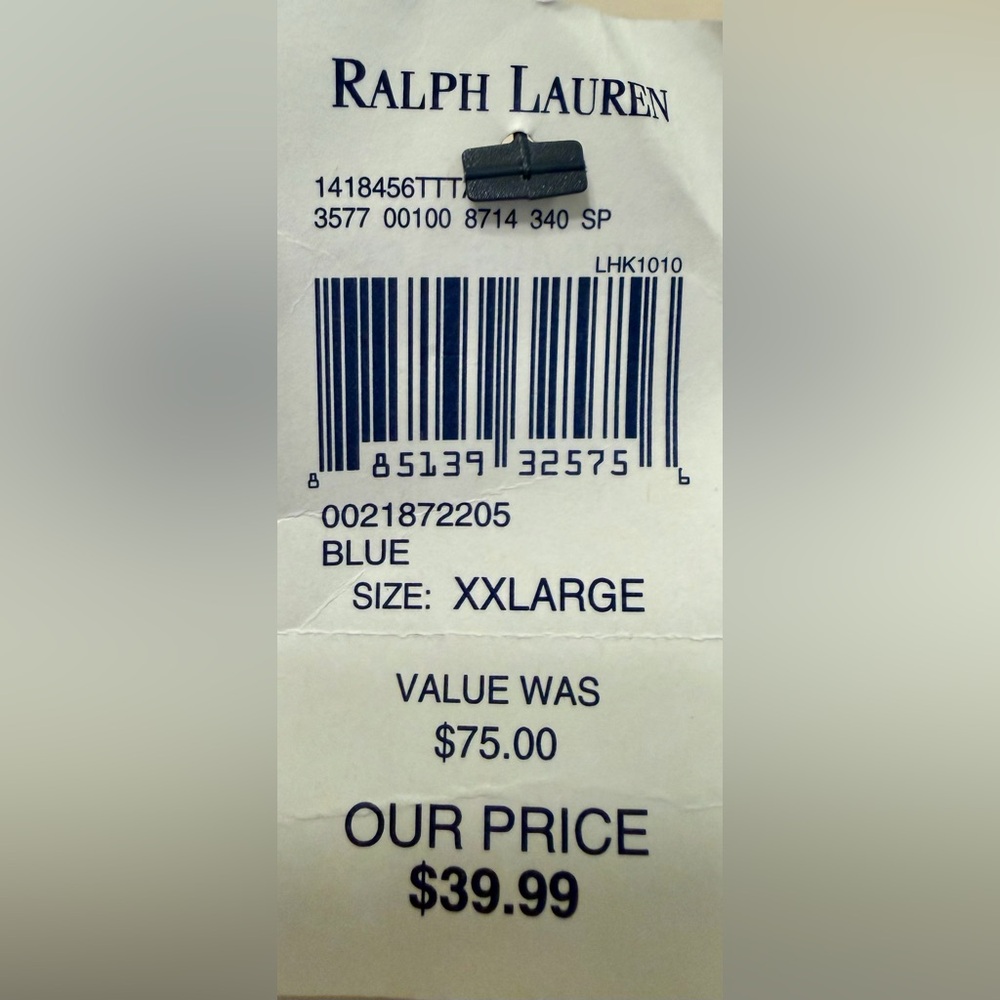 NWT Ralph Lauren Men's Blue Plaid Drawstring Swim Trunks, Sz XXL - Picture 4 of 5